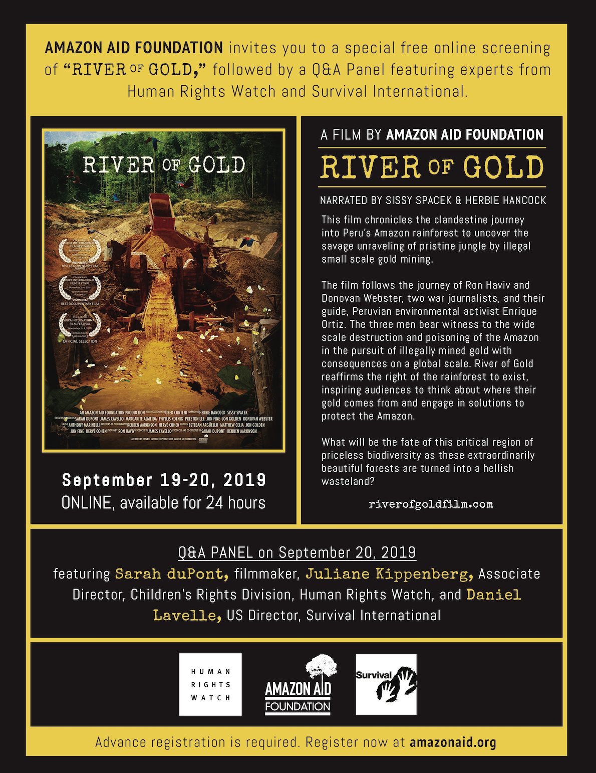 Notice for screening of “River of Gold”